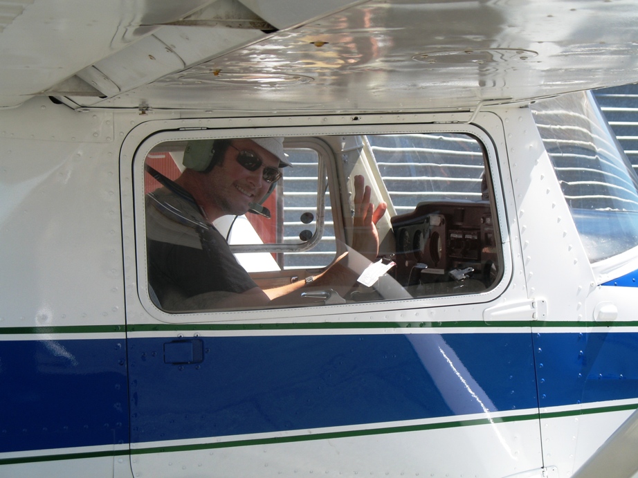 Andrew Sayle in Cessna 150 C-FGZW after completing his First Solo Flight on July 3, 2009.  Langley Flying School.