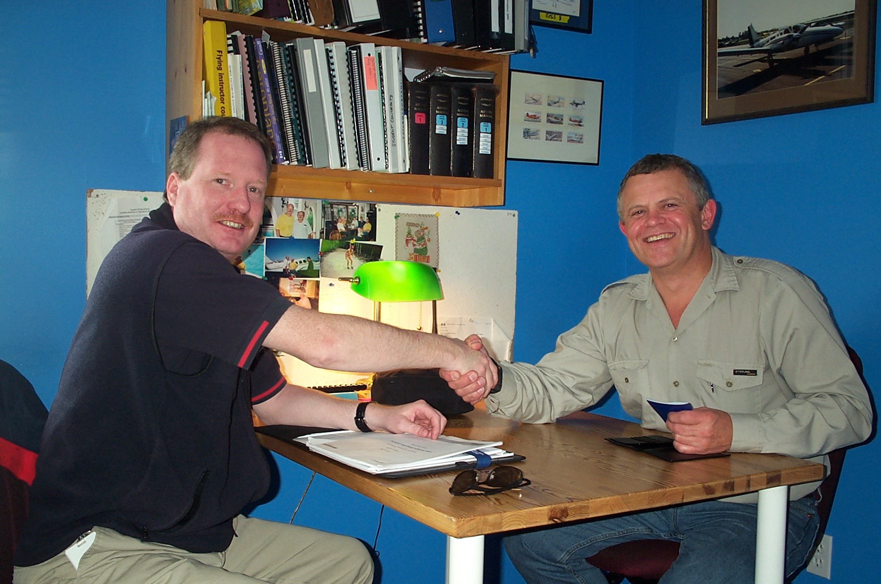 Leon Bresner with Transport Canada Inspector Peter Cox after the successfuly completion of Leon's Flight Instructor Rating on May 21, 2010.  Langley Flying School.