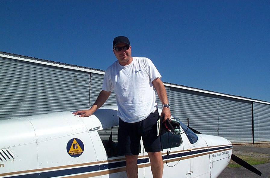 Mark Manastyrski after completing his First Solo Flight on August 1, 2007.  Langley Flying School.