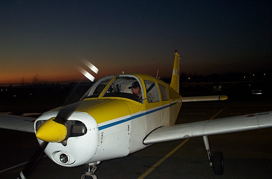 Mayank Mittal in Cherokee GODP after completing his First Solo Flight on October 26, 2007.  Langley Flying School.