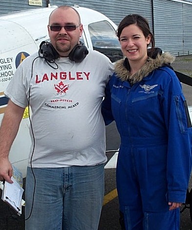 Nathan Twist with Flight Instructor Naomi Jones, who released Nathan on his First Solo Flight.