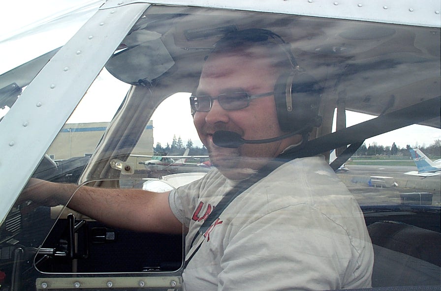 Nathan Twist in the Cockpit of GCEP following his First Solo Flight on March 22, 2010.  Langley Flying School.