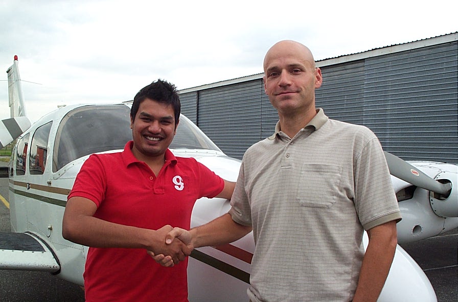 Vikas Choudhary with Todd Pezer.  Langley Flying School.