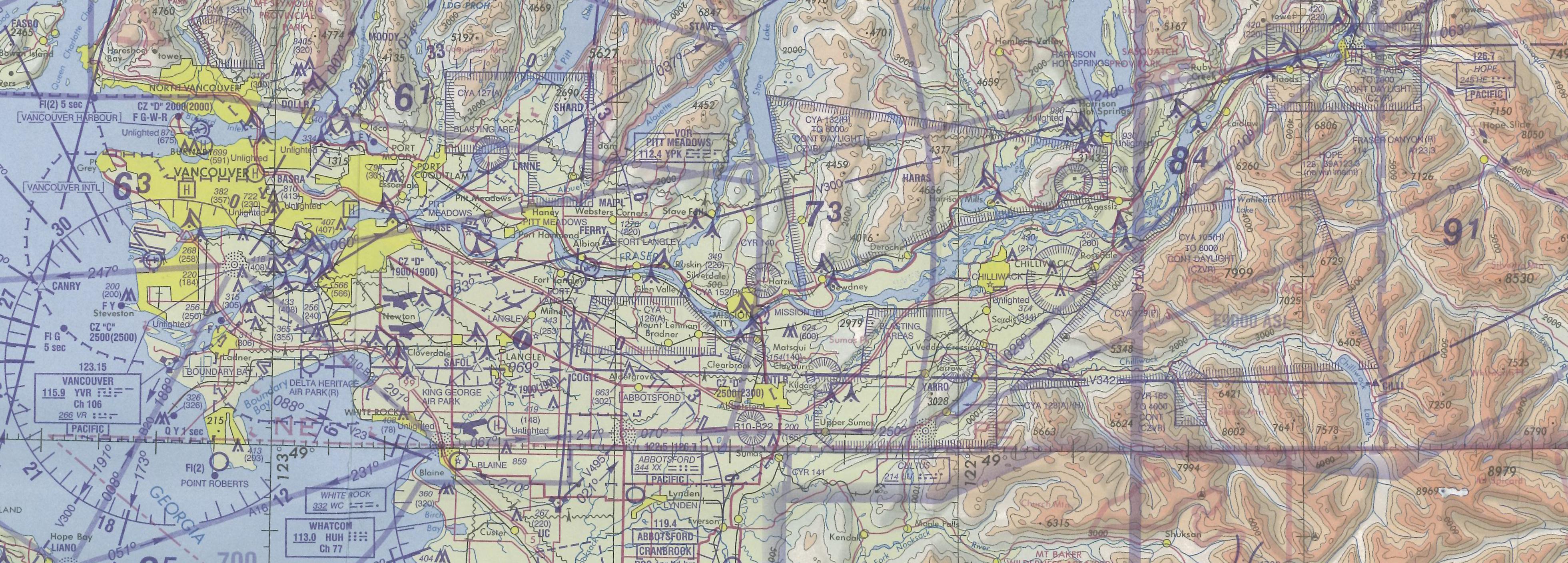 Vancouver to Chilliwack, Langley Flying School's Map Room