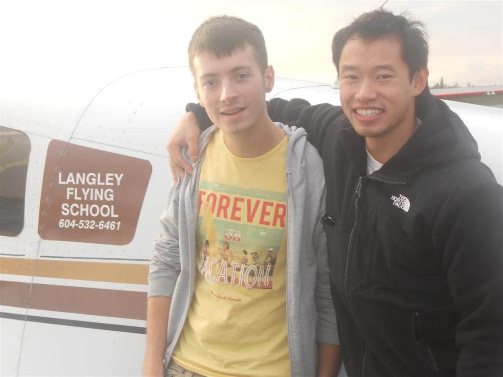 Florian James with Flight Instructor Nam Vu. Langley Flying Instructor.  Langley Flyiing School.